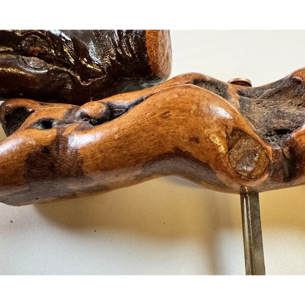 Vintage Driftwood Burl Corkscrew Set MCM Hand Carved Wine Opener - Bar decor